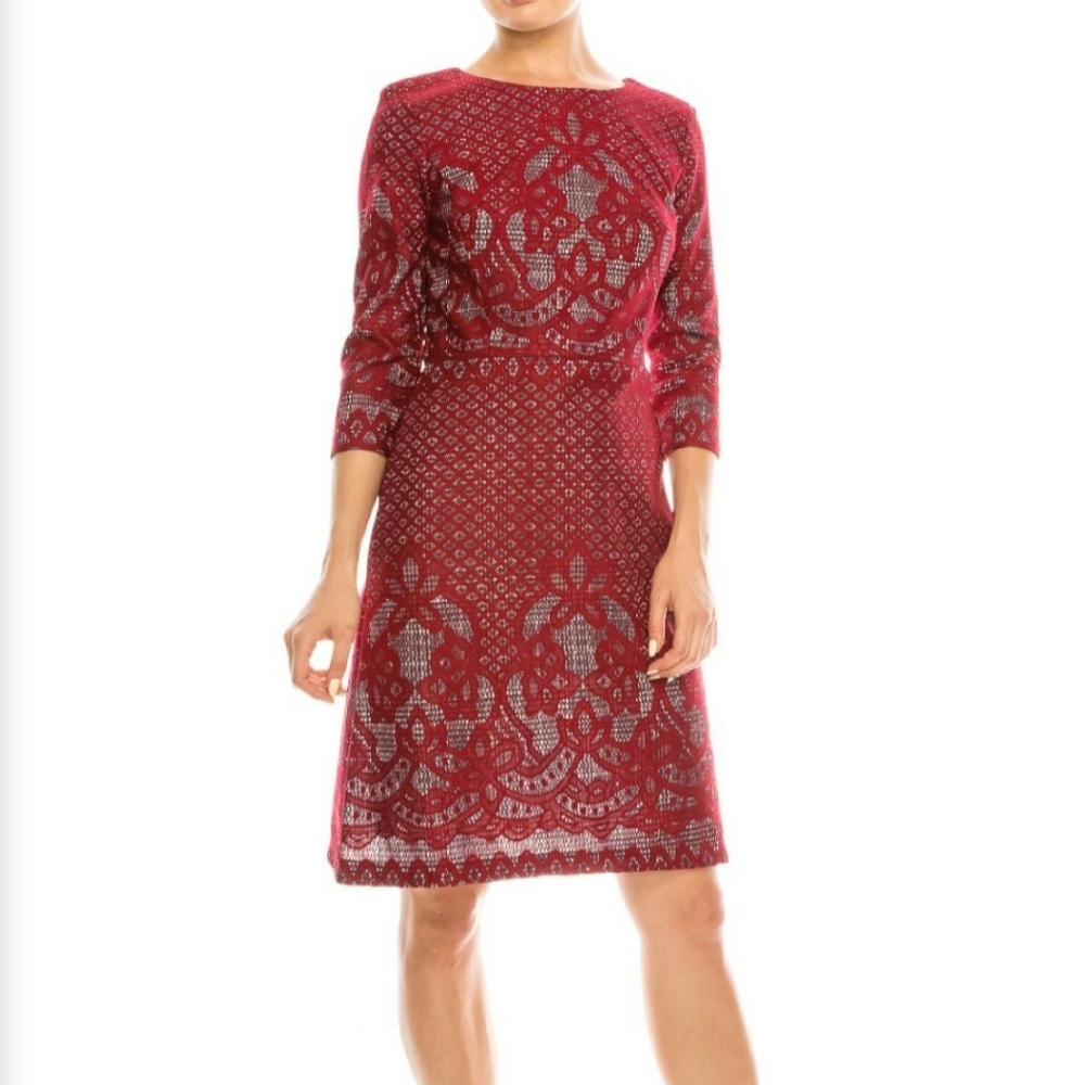 Beautiful Gabby Skye Red Lace dress with full liner.